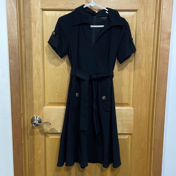 Nanette Lepore Dresses & Skirts - Nanette Lepore Black Short-Sleeve Collared Fit-and-Flare Dress
